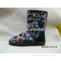 Printed leather sheepskin women winter boots